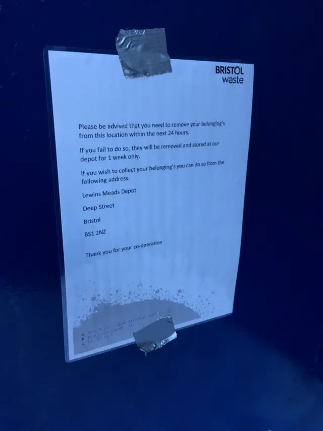 Letter to homeless in Bristol