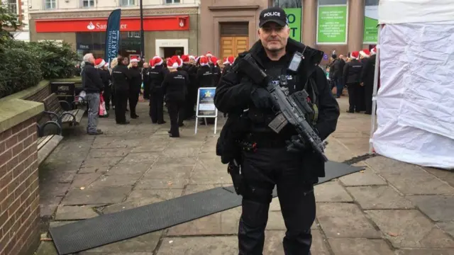 Armed police officer in Derby