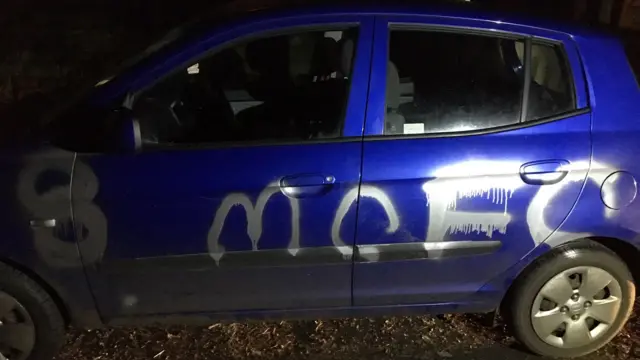 Car vandalised with paint