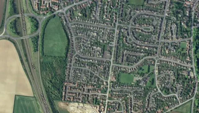 Aerial view of the site in Barton.