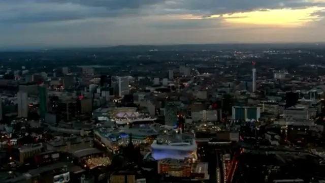 Birmingham city centre view from the sky