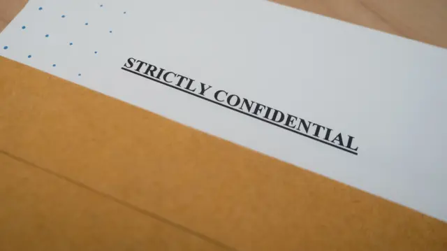 A document that reads: Strictly confidential