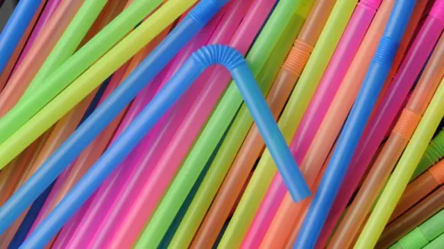 Brightly coloured  straws.