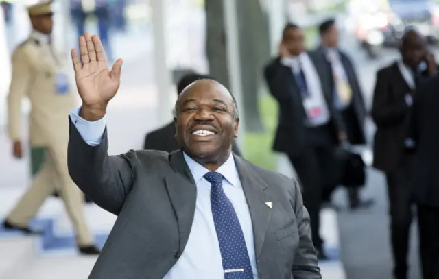 President of Gabon Ali Bongo Ondimba departs at the conclusion of the 2014 Nuclear Security Summit on March 25, 2014 in The Hague, Netherlands.