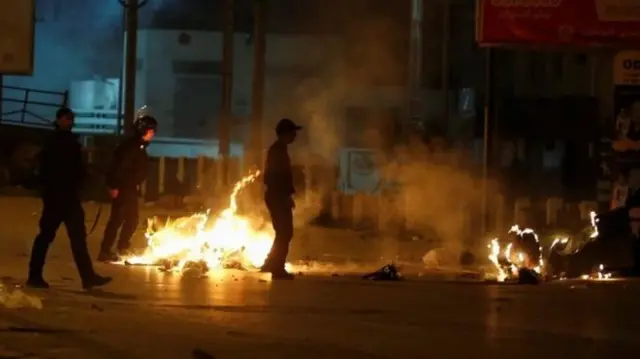 Police at scene of protest