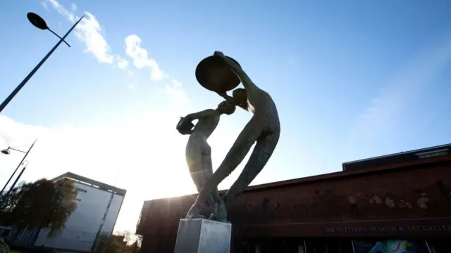 Statue outside Potteries Museum and Art Gallery