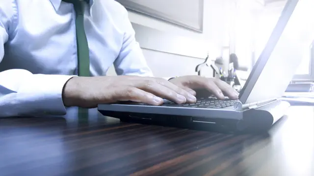 A man working on a computer