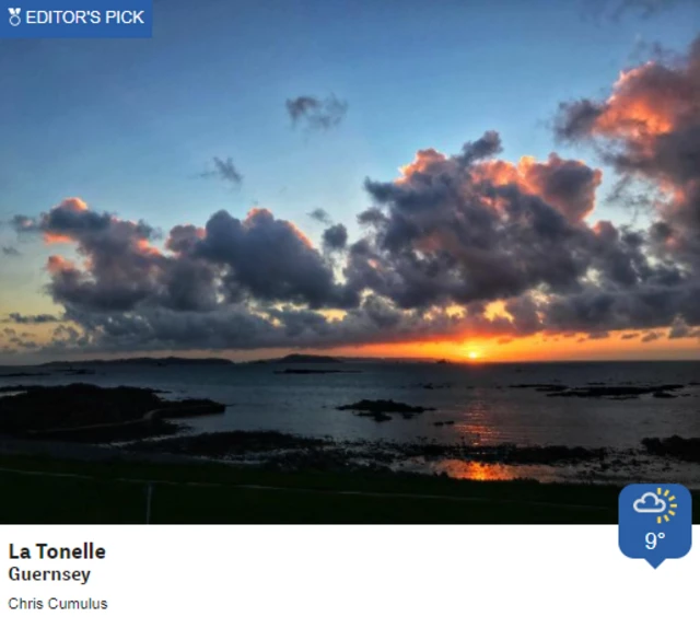 Sunrise over the islands from St Peter Port