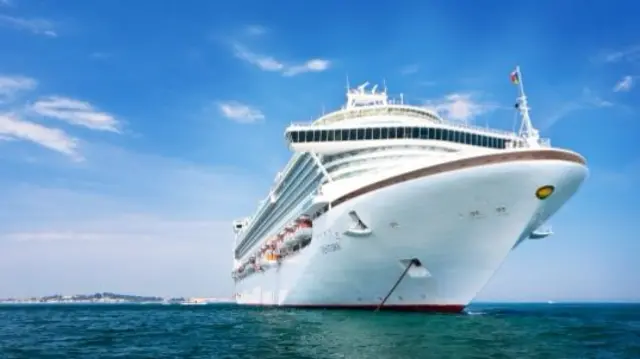 A cruise ship moored off Guernsey
