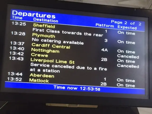 Departures board at Derby