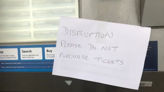 Sign on ticket machine in Beeston