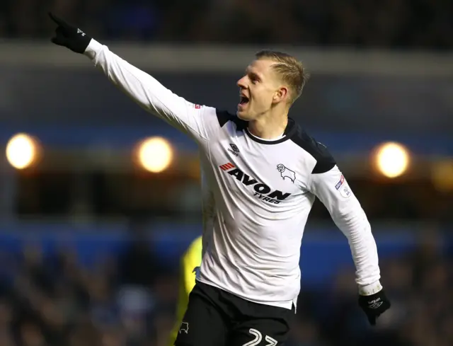 Matej Vydra celebrates