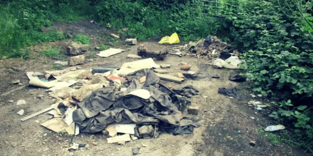 Fly-tipped pile