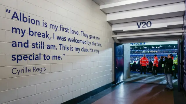 Cyrille Regis quote on the wall at WBA