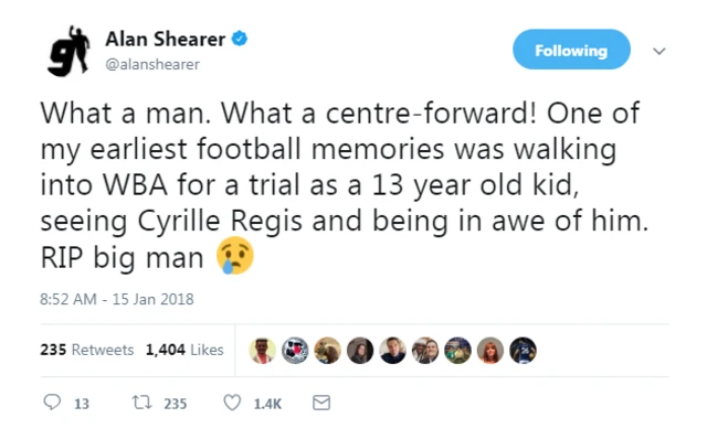 Alan Shearer Tweet