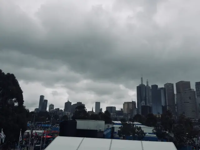 Dark skies at Melbourne Park