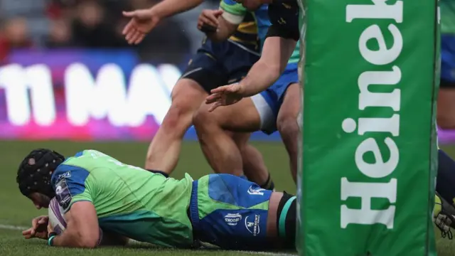 Connacht scoring a try during the European Rugby Challenge Cup match