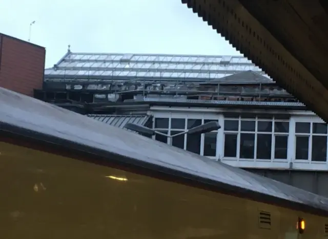 Fire damage at Nottingham railway station