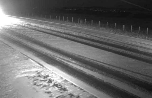 Webcam shot of snowy road