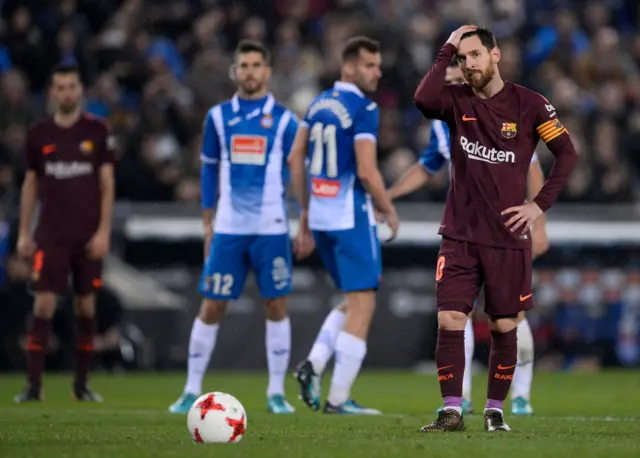 Lionel Messi missed a penalty against Barca's city rivals