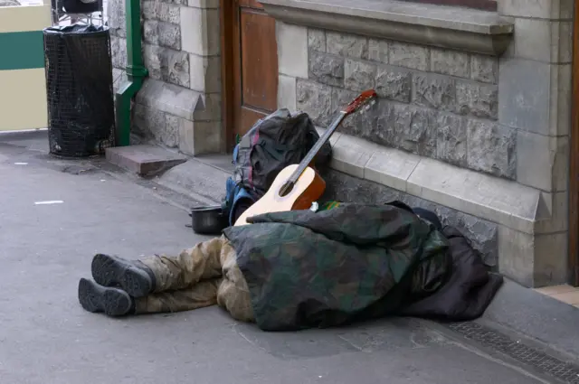 Man sleeping on street