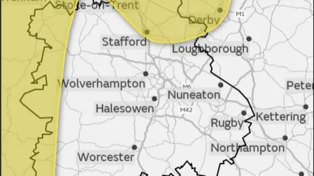 Area covered by weather warning