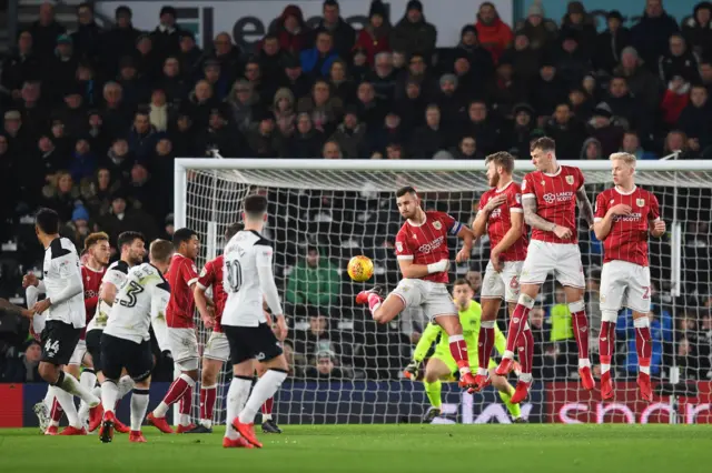 Matel Vydra takes a free-kick