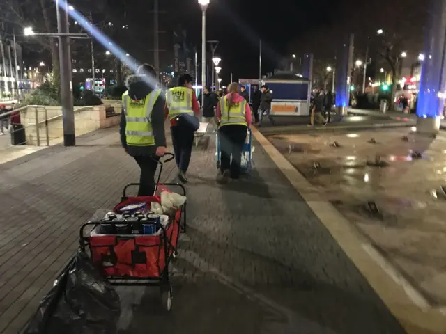 Trolley being pulled in city