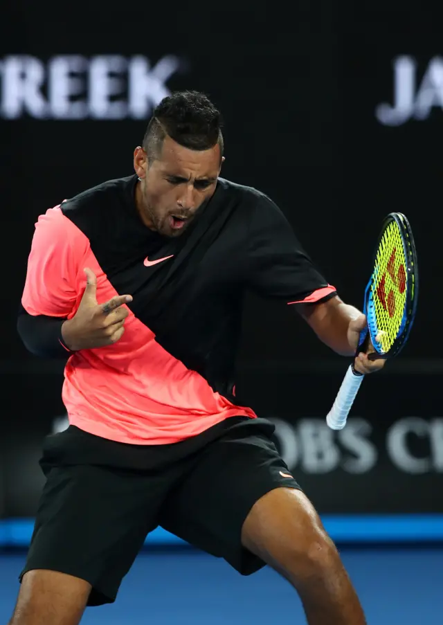 Nick Kyrgios celebrates