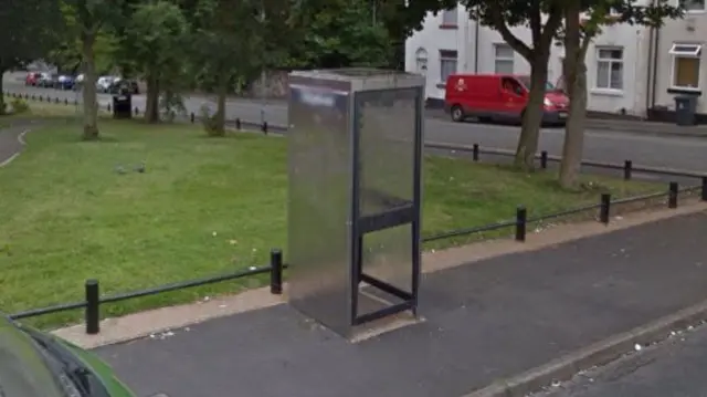 Phone box on Portland Street, Hanley