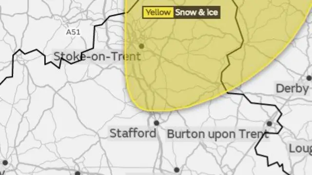 Area affected by latest weather warning