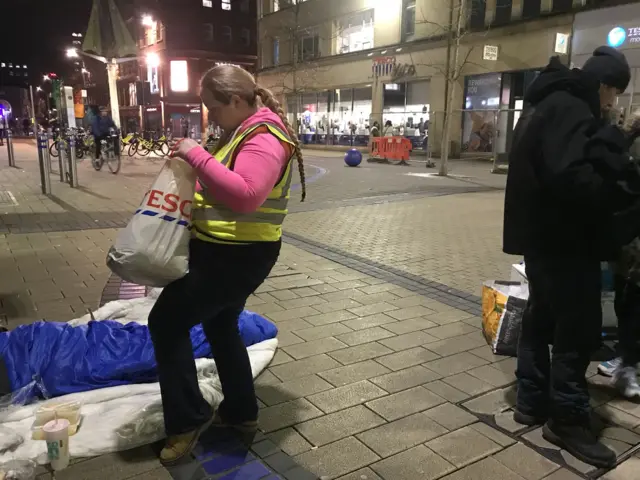 Person handing out food