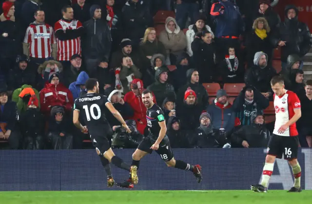 James McArthur celebrates scoring against Southampton