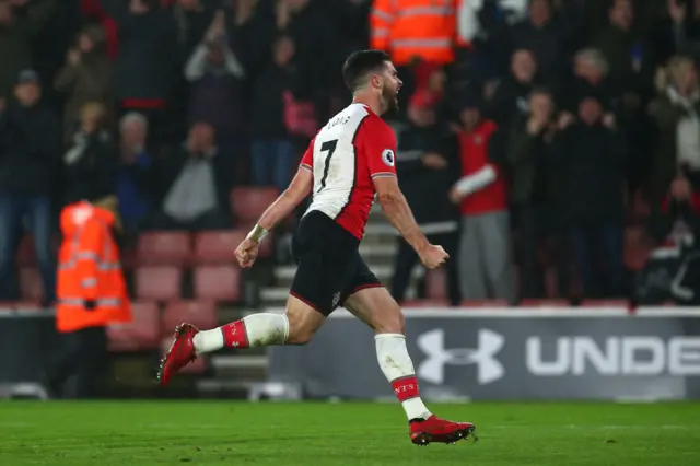 Shane Long celebrates scoring against Crystal Palace