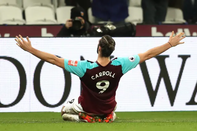 Andy Carroll celebrates against West Brom