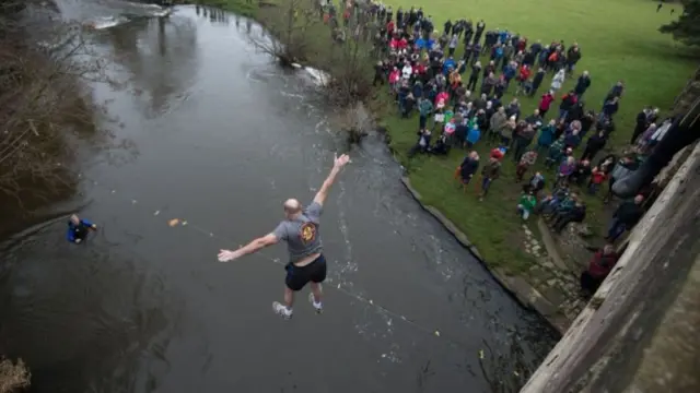 Man jumps into the River Dove