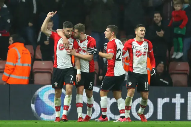 Shane Long celebrates scoring for Southampton