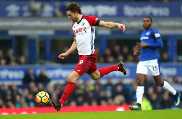 Jay Rodriguez of West Bromwich Albion scores