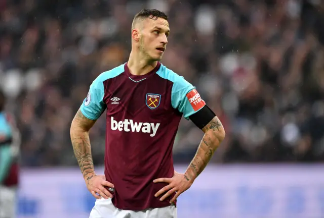 Marko Arnautovic looks on