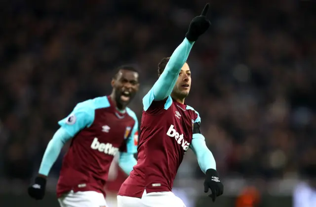 Javier Hernandez of West Ham United celebrates