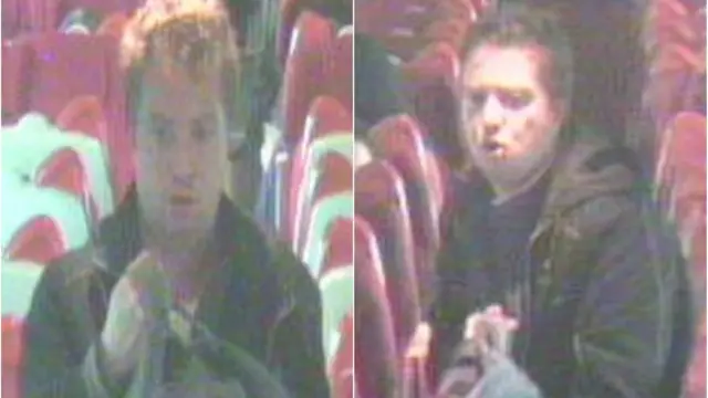 CCTV images of a man on a train