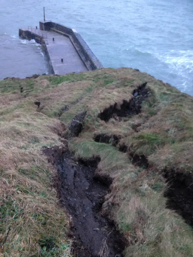 Landslip at Mullion Harbour