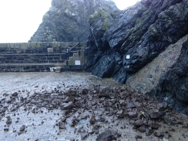 Landslip at Mullion Harbour