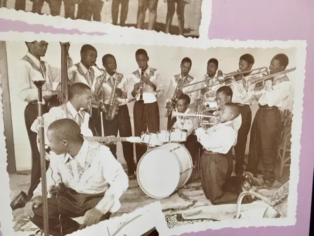 An image on show at the Trevor Huddleston Memorial Centre of a young Hugh Masekela