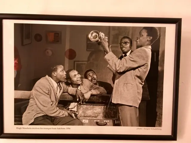 An image on show at the Trevor Huddleston Memorial Centre of a young Hugh Masekela