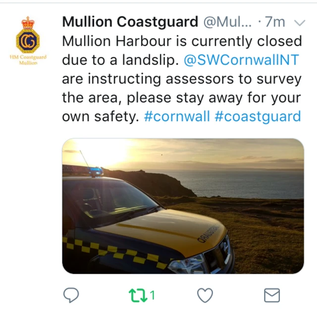 Mullion Coastguard tweet