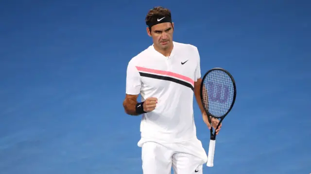 Roger Federer of Switzerland celebrates