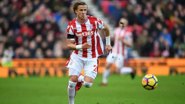 Moritz Bauer in Stoke City shirt