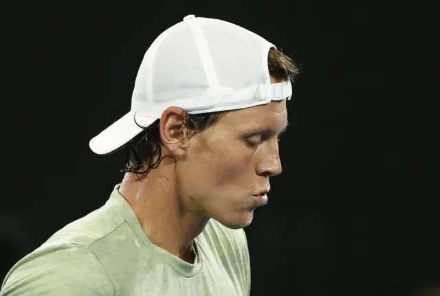 Tomas Berdych of Czech Republic reacts