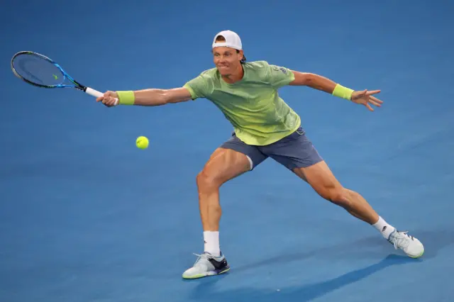 Tomas Berdych of the Czech Republic plays a forehand